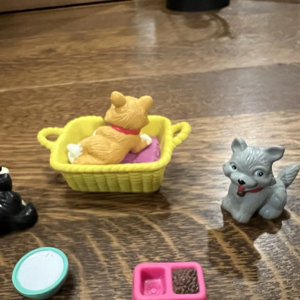 VTG 90s Jasman My Precious Pets Lot with Cat Bed, 4 Cats, Saucer Of Milk, Bowl